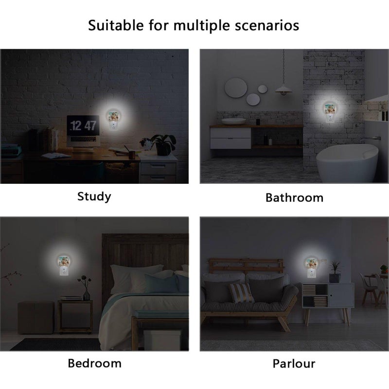 Vdsrup Summer Beach Starfishs Night Light Set of 2 Seashells Ocean Sea Plug-in LED Nightlights Auto Dusk-to-Dawn Sensor Lamp for Bedroom Bathroom Kitchen Hallway Stairs - Image 5